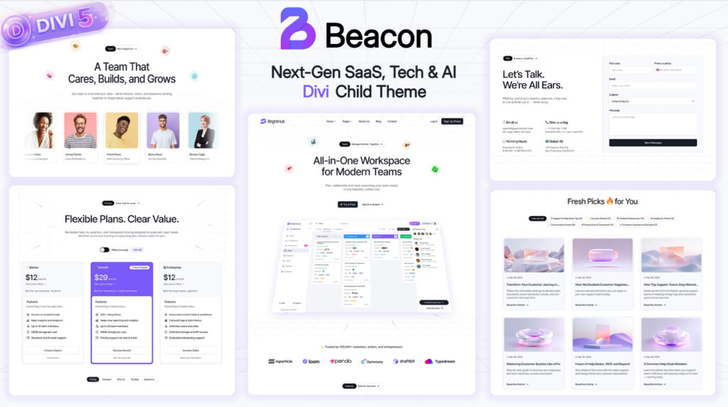 Beacon Divi theme by Pixel Perfect, Next-Gen SaaS, Tech & AI Divi Theme