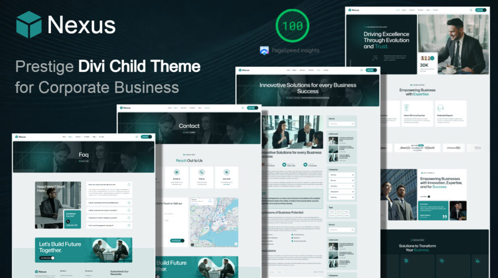 Nexus Divi theme by Pixel Perfect, Multipurpose Corporate Divi Theme